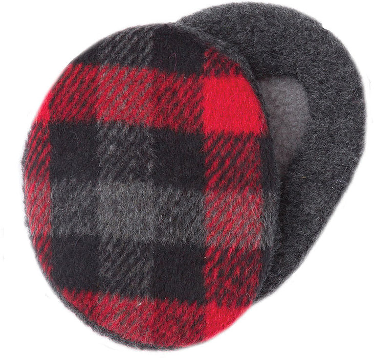 Earbags Fleece Plaid Blk/Rd Lg