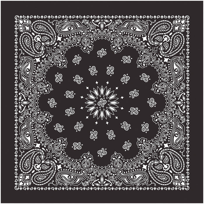 Bandanas Black W/Hang Tg & Upc